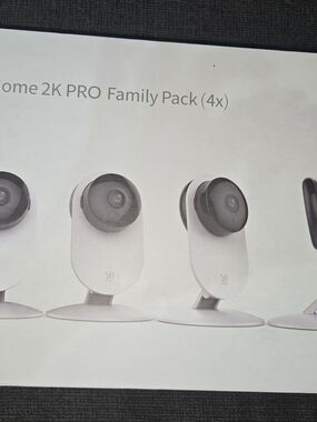 YI 2K Pro Indoor Security Camera (White) - Family Pack Shown